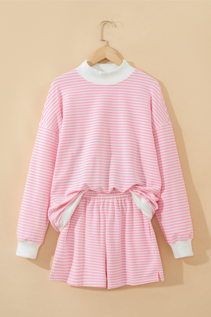Women's Winter Casual Striped Long Sleeve Two Piece Set
