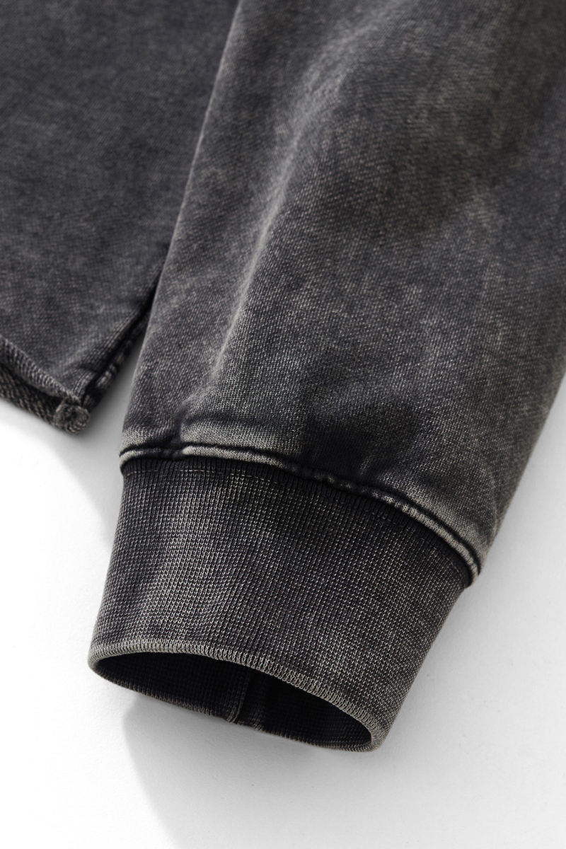 Unisex Fall Snow Wash Polo Collar Cropped Sweatshirt