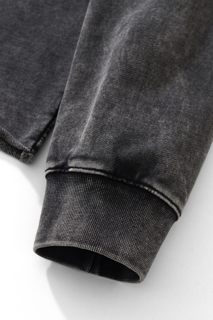 Unisex Fall Snow Wash Polo Collar Cropped Sweatshirt