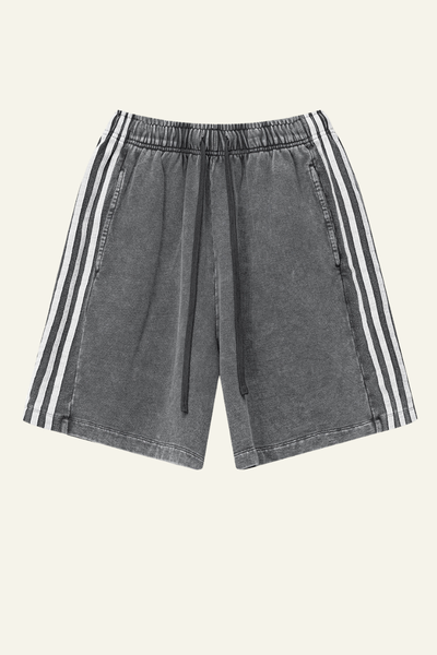 Men's Cotton Streetwear Washed Three side stripes Shorts