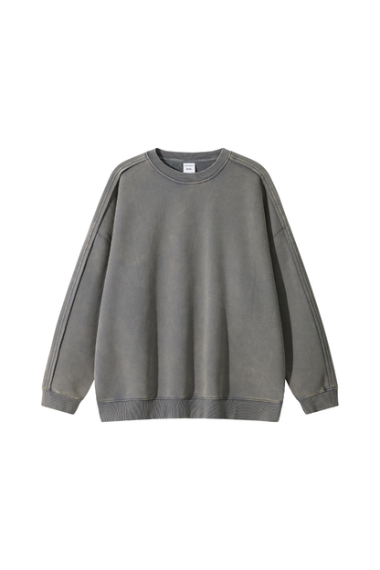 Men Fall Clothing Vintage Wax-Dyed Boxy Crew Sweatshirt
