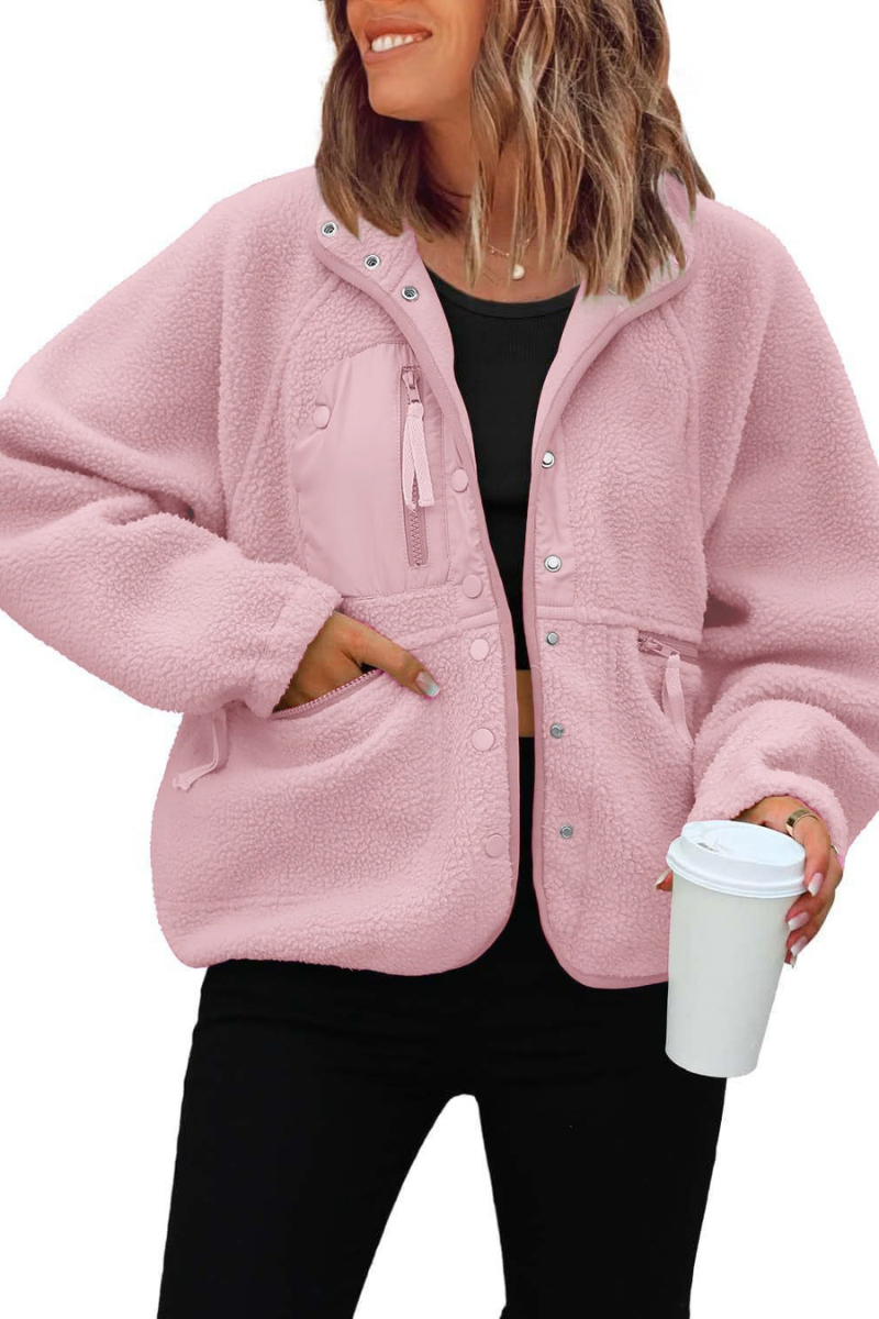 Women Fall Clothing Cozy Sherpa Fleece Utility Jacket