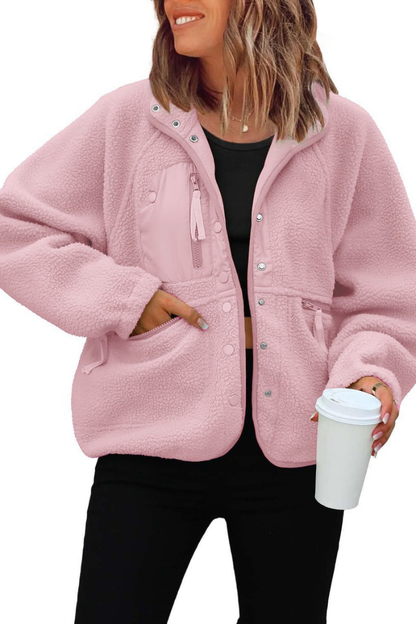 Women Fall Clothing Cozy Sherpa Fleece Utility Jacket