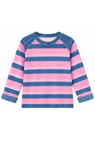 Women Fall Clothing Denim Plaid Patchwork Sweatshirt