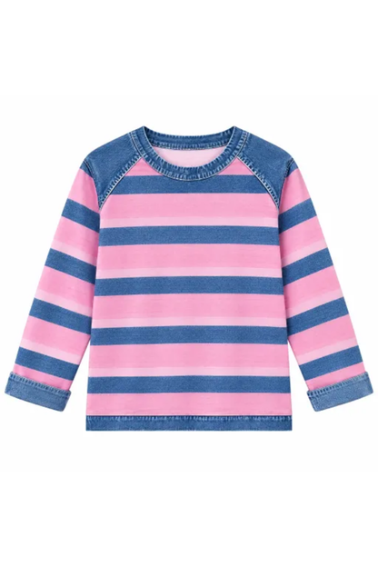 Women Fall Clothing Denim Plaid Patchwork Sweatshirt