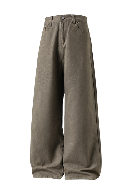 Men's Fall Twill Loose Straight Cotton Semi-Elastic Pants