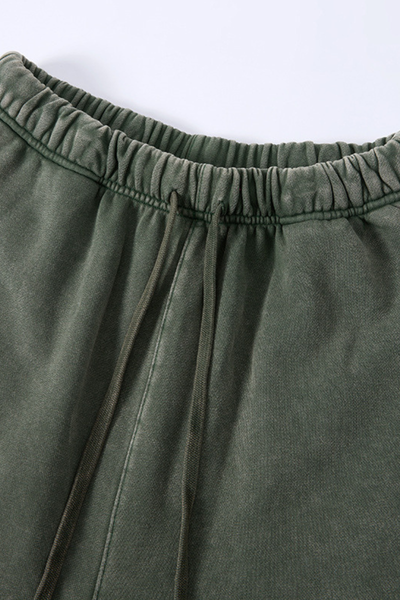 Unisex Spring Summer 360g Cotton Washed Drawstring Shorts