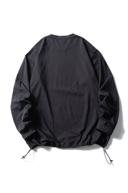 Unisex Spring Drawstring-Hem Relaxed Long-Sleeve T-Shirt