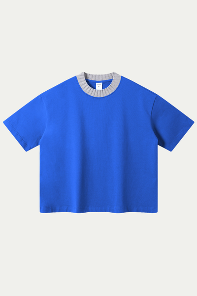 Men's 305g Cotton Colorblock Knit Boxy Crewneck Tee