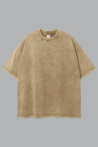 Men's Summer 275g Washed Batik Oversized Small Neck Tee