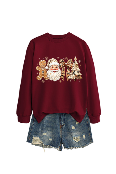 Unisex Fall Clothing Christmas Santa Bow Sweatshirt
