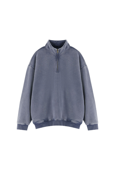 Unisex Fall Clothing Warm Vintage Half Zip Sweatshirt