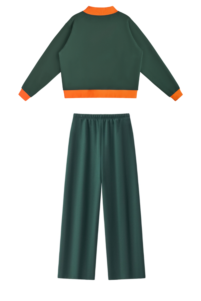 Women Fall Mock Neck Sweatshirt Wide Leg Pants Set