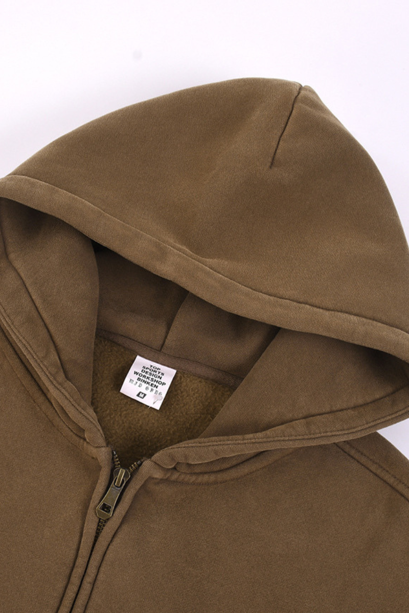 Men's Fall Winter 360g Washed Batik Fleece Loose Hoodie