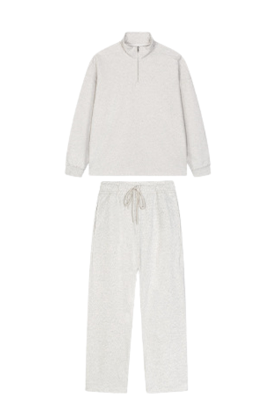 Women's Summer 450g Half Zip Raw Edge Stand Collar Set