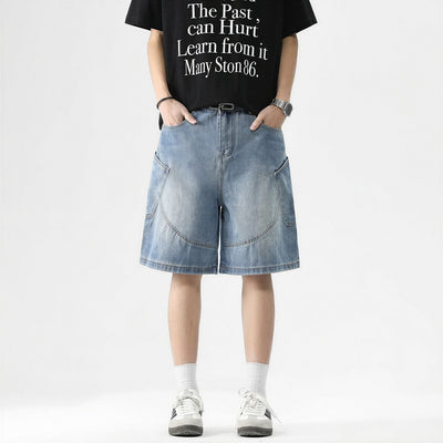 Men's Summer Gradient Wash Carpenter Baggy Denim Shorts