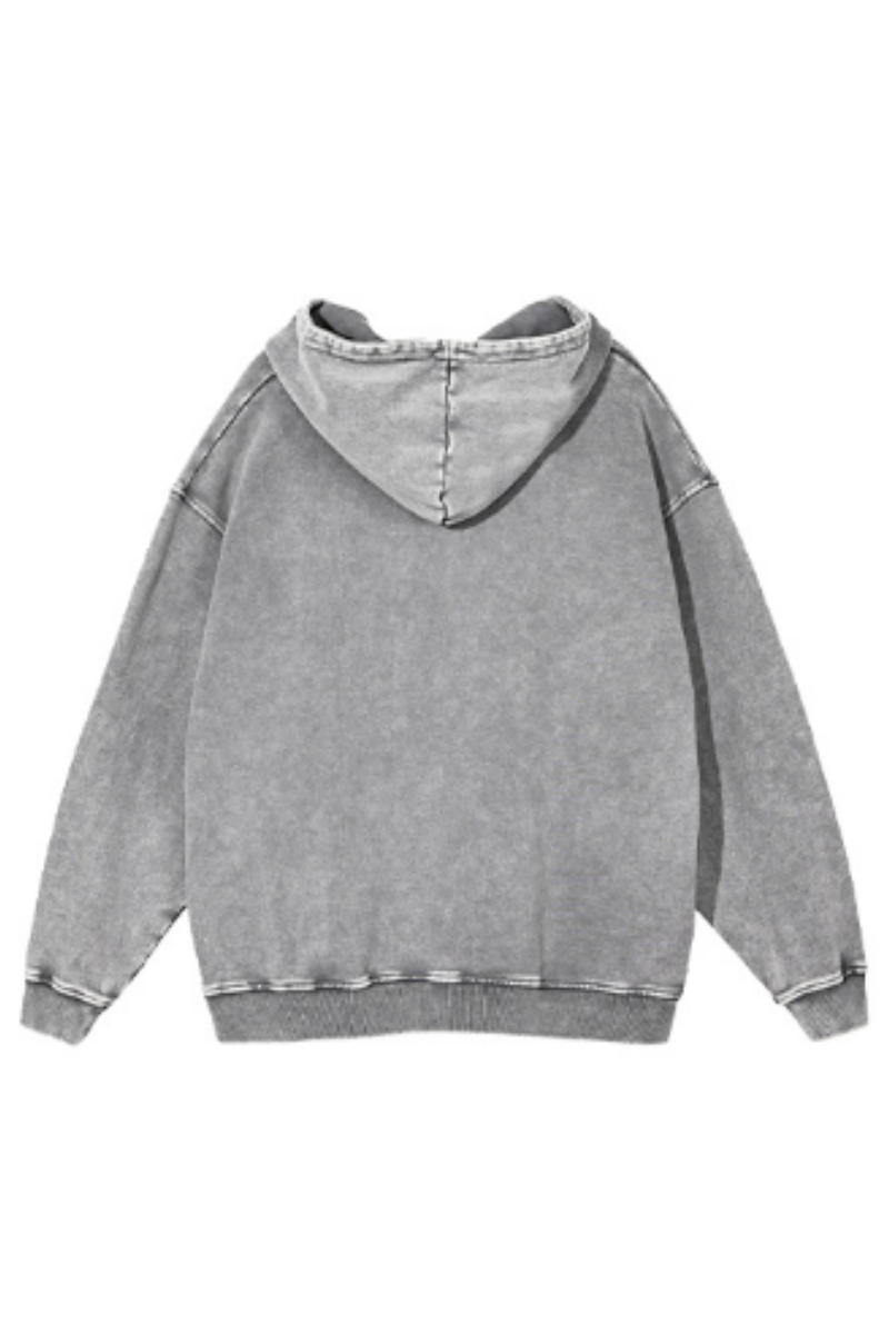 Unisex Fall Heavy Cotton Wax Washed Vintage Pocket Hoodie