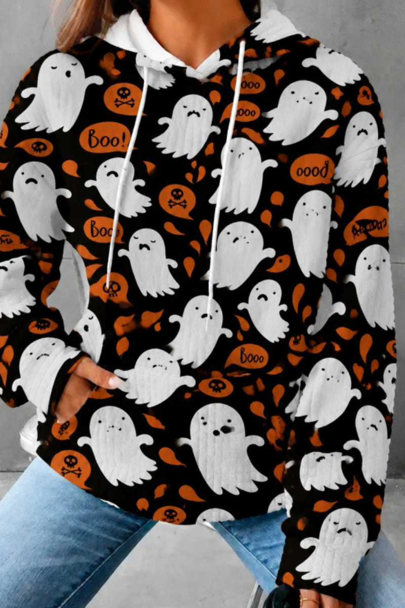 Unisex Fall Clothing Halloween Waffle Knit Graphic Hoodie