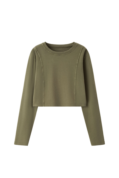 Women's Washed Raw Cut Patchwork Boxy Crewneck Sweatshirt