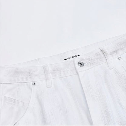 Men's Spring White Hand-Painted Splatter Denim Jeans