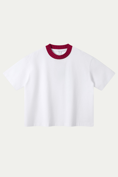 Women's 305g Cotton Colorblock Knit Boxy Crewneck Tee