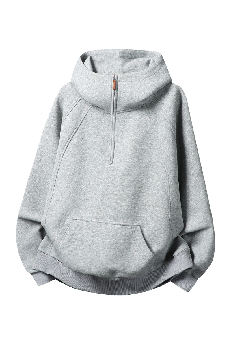 Women Winter Fleece Lined Half Zip High Collar Hoodie