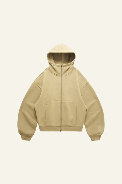 Women's   Streetwear Curved-Sleeve Boxy Hooded Jacket