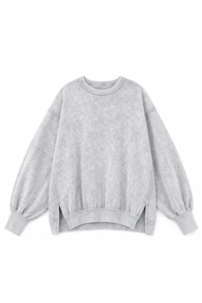 Women Fall Washed Vintage Loose Crew Neck Sweatshirt