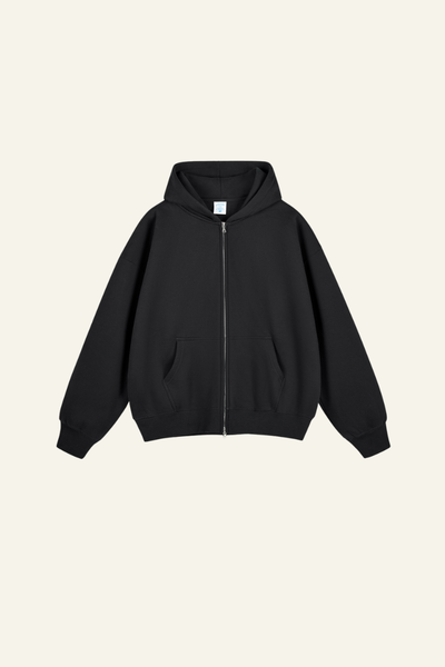Women's Streetwear Fleece-lined  Full-Zipper Hooded Jaacket