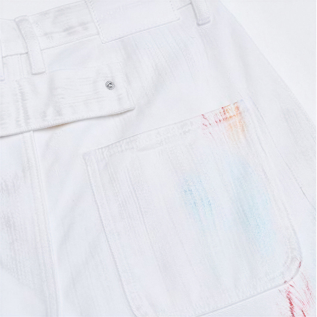 Men's Spring White Hand-Painted Splatter Denim Jeans