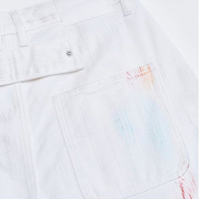 Men's Spring White Hand-Painted Splatter Denim Jeans