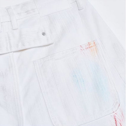 Men's Spring White Hand-Painted Splatter Denim Jeans