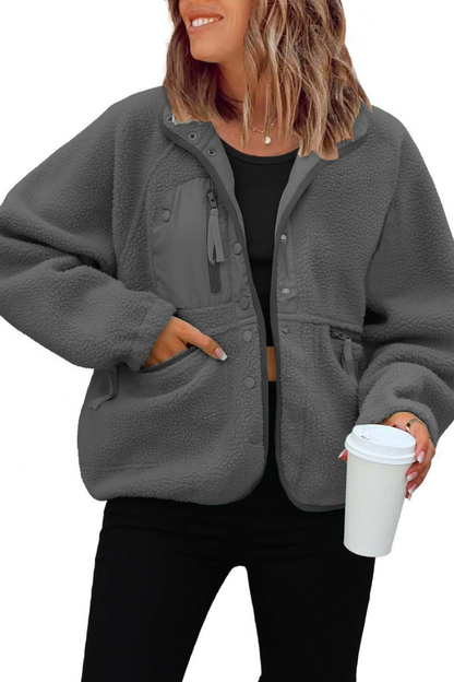 Women Fall Clothing Cozy Sherpa Fleece Utility Jacket
