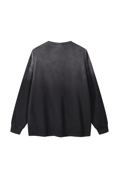 Unisex Fall Clothing Washed Loose Long Sleeve Cotton Top
