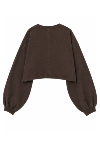 Women Spring Lightweight Cropped Batwing Long Sleeve Top