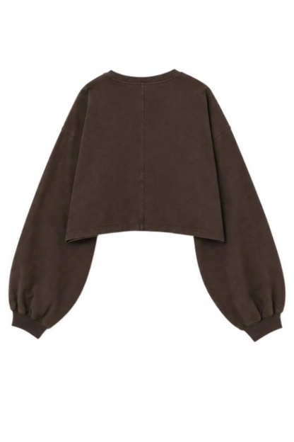 Women Spring Lightweight Cropped Batwing Long Sleeve Top