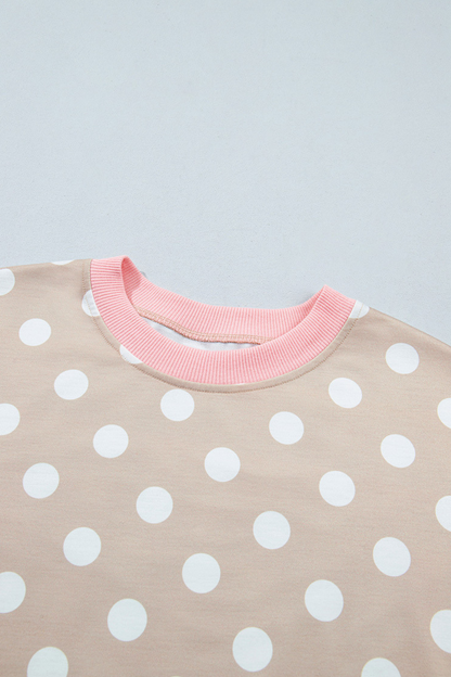 Women's Fall Polka Dot Colorblock Multi-Pocket 2 Piece Set