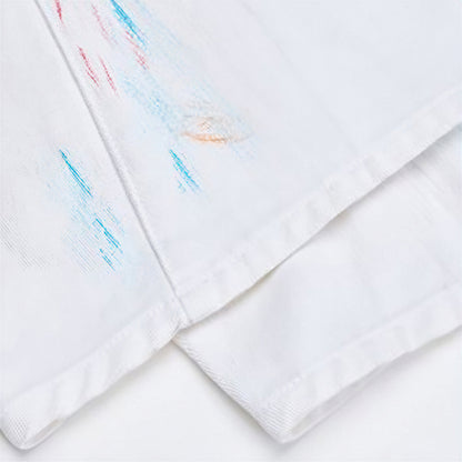 Men's Spring White Hand-Painted Splatter Denim Jeans