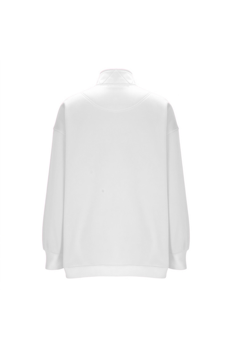 Women Fall Half Zip Snap Button Kangaroo Pocket Sweatshirt