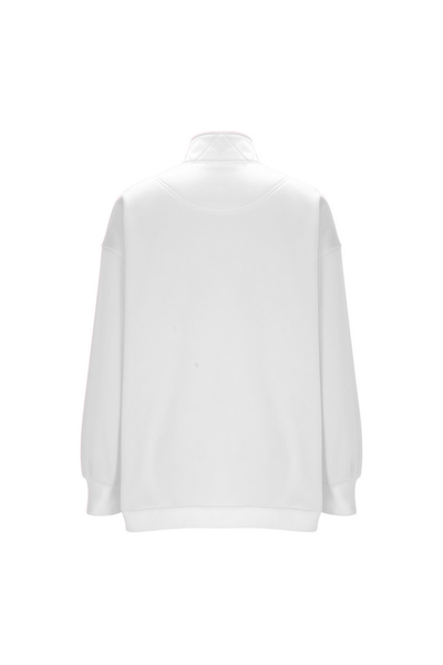 Women Fall Half Zip Snap Button Kangaroo Pocket Sweatshirt