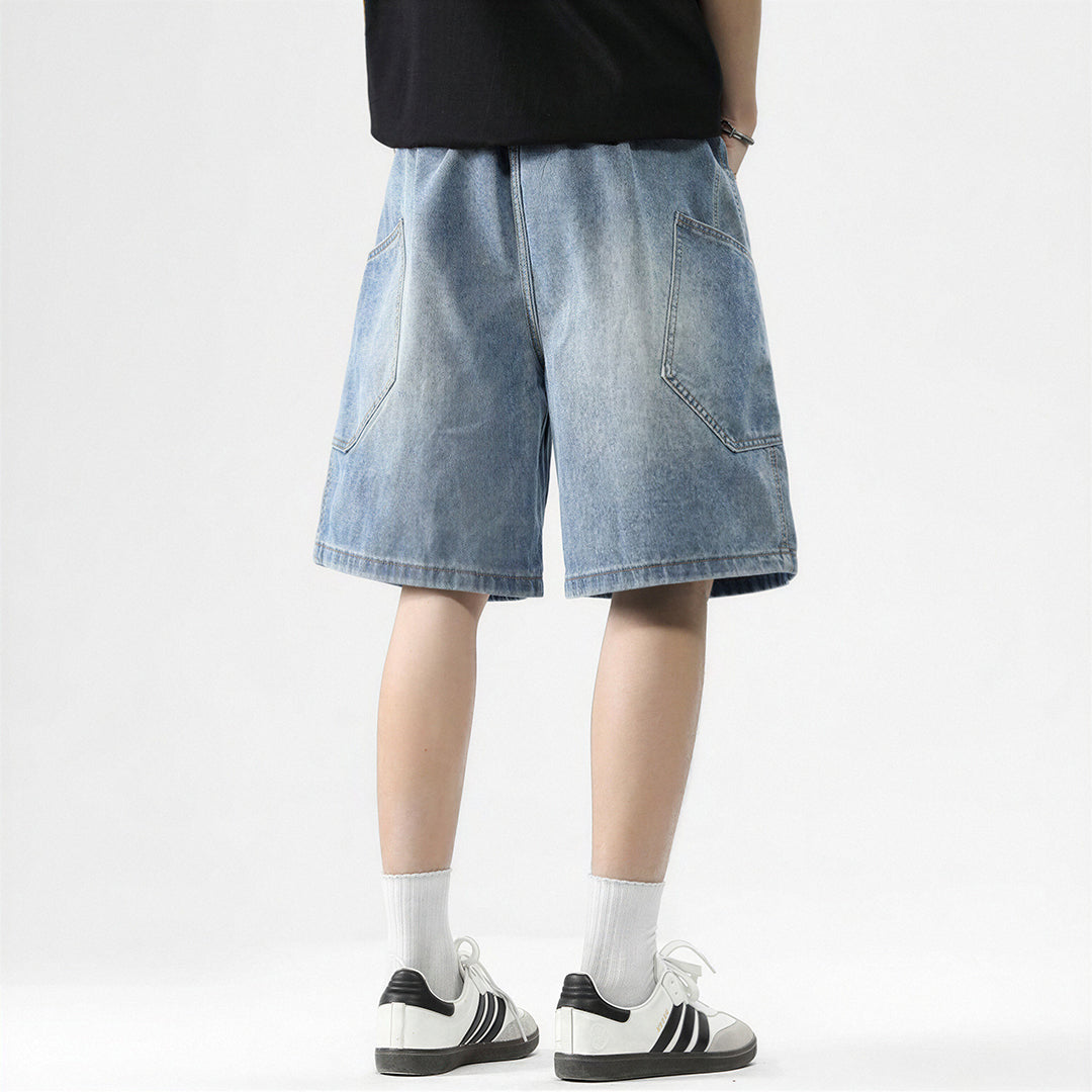 Men's Summer Gradient Wash Carpenter Baggy Denim Shorts
