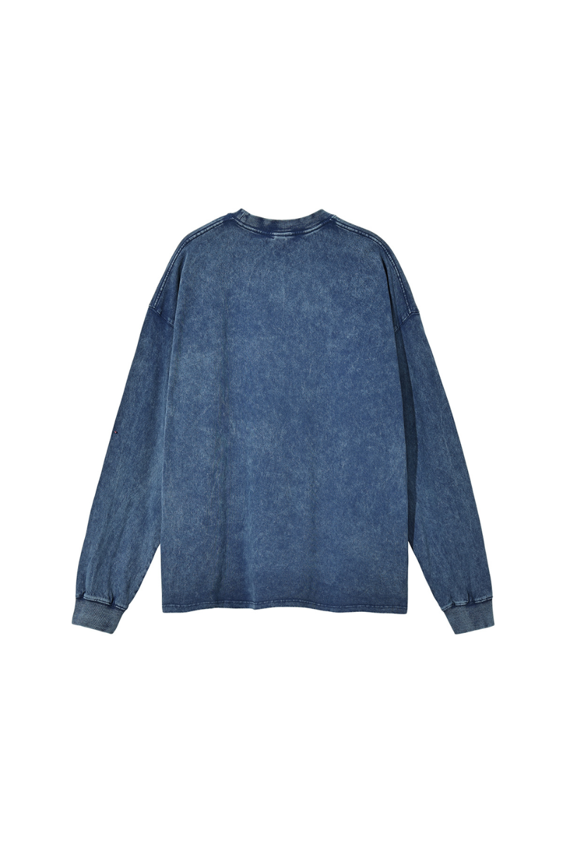Unisex Fall 250gsm Cotton Wax Washed Long Sleeve Tee