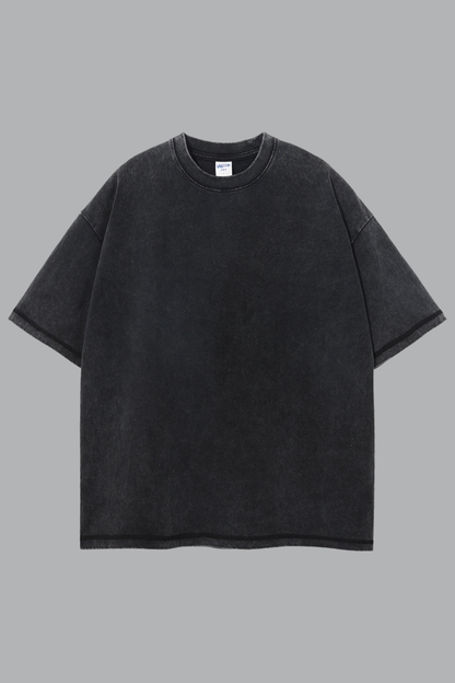 Men's Summer 275g Washed Batik Oversized Small Neck Tee