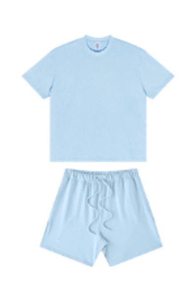 Unisex Summer Heavy Solid Outdoor Street Tee & Shorts Set