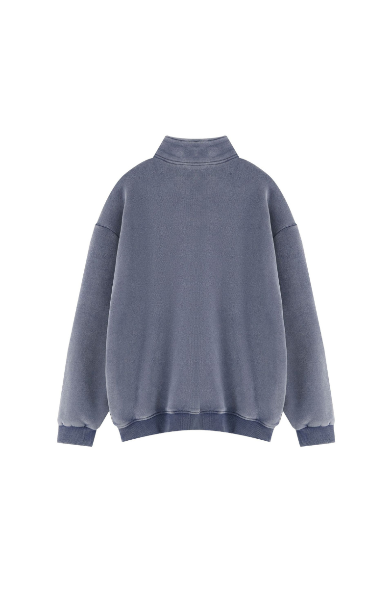 Women Fall Clothing Warm Fleece Vintage Half Zip Sweatshirt