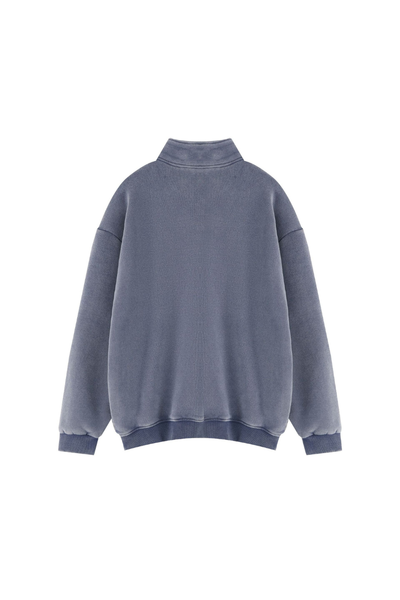 Women Fall Clothing Warm Fleece Vintage Half Zip Sweatshirt