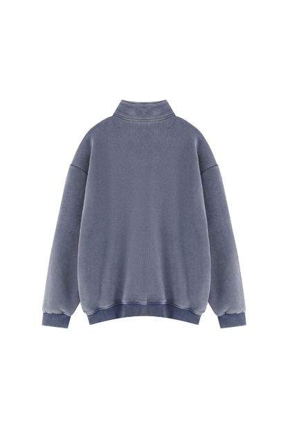 Women Fall Clothing Warm Fleece Vintage Half Zip Sweatshirt