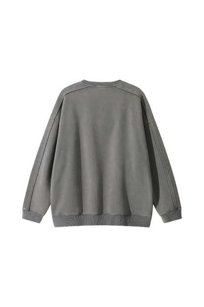 Women Fall Clothing Vintage Wax-Dyed Boxy Crew Sweatshirt