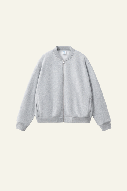 Men's Streetwear Stand Collar Fleece-Lined Zipper Jacket