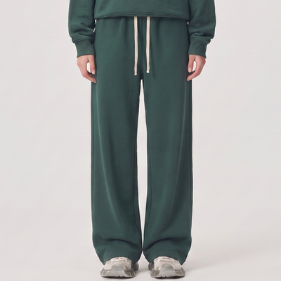Unisex Spring Cotton Wide-Leg Drawstring Pocket Sweatpants